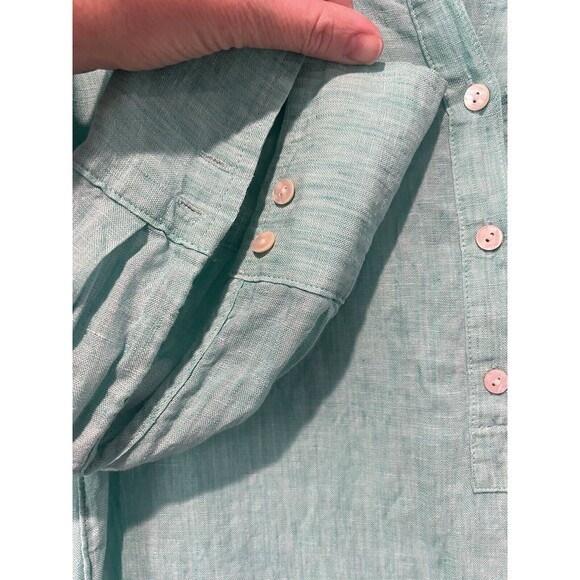 Lily Pulitzer Deanna Linen Popover Resort Collared Green Button Up Size 4 - Picture 4 of 7